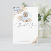 Boho Boy Teddy Bear Dank je Flat Card Bedankkaart (Staand voorkant)