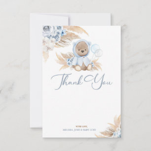 Boho Boy Teddy Bear Dank je Flat Card Bedankkaart