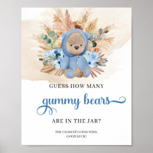 Boho Boy teddy beer Raad eens hoeveel Beer er aan Poster
