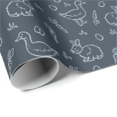 Boho Boys Easter Cute Bunny Rabbit Goose Dark Blue Cadeaupapier (Rol Hoek)