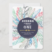 Boho Brave Feather Birthday Uitnodiging (Voorkant)