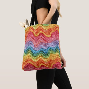 Boho Brei Gestreepte Kleurrijke, Knusse & Ambachte Draagtas