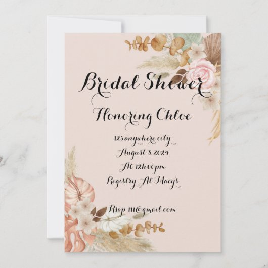BOHO BRIDAL SHOWE INVITATION (Devant)