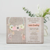 Boho Bridal Shower Invitation, Dreamweaver Rustic Kaart (Staand voorkant)