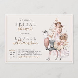 Boho Bride en Formal Llama Vrijgezellenfeest Kaart