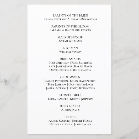 Boho Bride Groom Black White Wedding Programme (Dos)