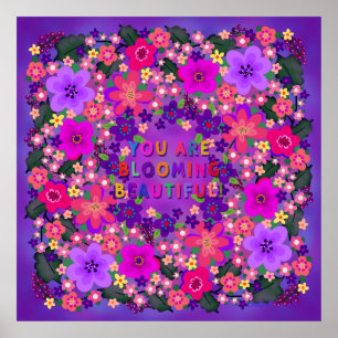Boho Bright Big Beauful Flowers Poster