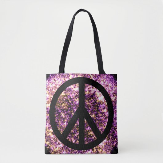 Boho Bright Blurry Sparkly Neon Lights Vredesbord Draagtas (Voorkant)