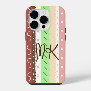 Boho Brown, Burgundy, Green en Mauve Whimsical iPhone 14 Plus Hoesje