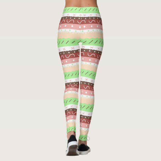 Boho Brown, Burgundy, Green en Mauve Whimsical Leggings (Achterkant)
