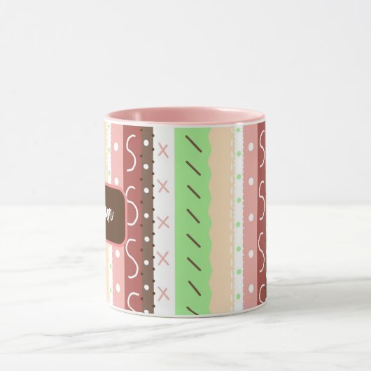 Boho Brown, Burgundy, Green en Mauve Whimsical Mok (Midden)