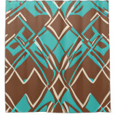 Boho Brown en Turquoise Geometric Shapes Pattern Douchegordijn (Voorkant)