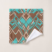 Boho Brown et Turquoise Motif de formes géométriqu (Gant de toilette)
