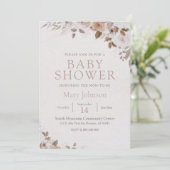 Boho Brown Floral Baby shower Kaart (Staand voorkant)