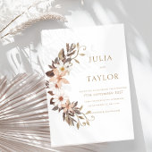 Boho Brown Floral Wedding Invitation