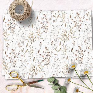 Boho Brown gedroogde bloemen en bladeren Tissuepapier