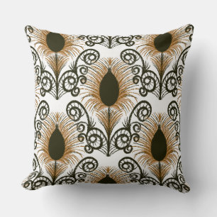 Boho Brown & Gold Jewel Tone Peacock Feather Kussen