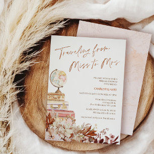 Boho Brown Herfst Reizen Miss Mrs Vrijgezellenfees Kaart