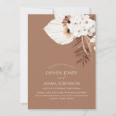 Boho Brown Pampas Grass Orchidee Wedding Kaart (Voorkant)