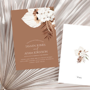 Boho Brown Pampas Grass Orchidee Wedding Kaart