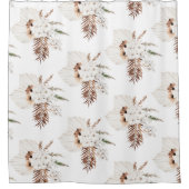 Boho Brown Pampas Grass White Orchids Monogram Douchegordijn (Voorkant)