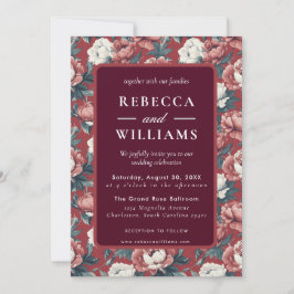Boho Brown  Peonies Spring Wedding Invitation Kaart