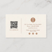 Boho Brown Signature Script Professioneel QR-code Visitekaartje (Achterkant)