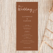 Boho Brown Terracotta programme de mariage branché