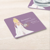 Boho Bruid Met Blond Haar En Bloemen Vierkante Kartonnen Onderzetter (Schuin)