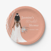 Boho-bruid met parels en bloemen Bruidsdouche Papieren Bordje (Voorkant)