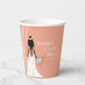 Boho bruid met parels en bloemen Vrijgezellenfeest Papieren Bekers (Voorkant)