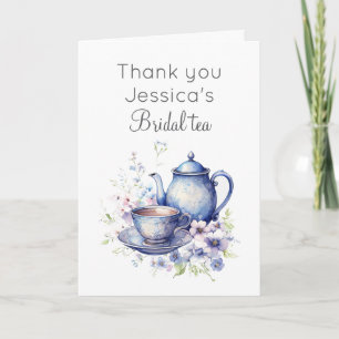 Boho Bruids Thee Blauw Bloemen  Vrijgezellenfeest Kaart