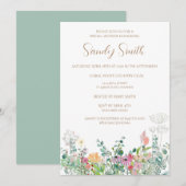 Boho Bruidsbruiloft Waterverf Wildbloem Kaart (Voorkant / Achterkant)