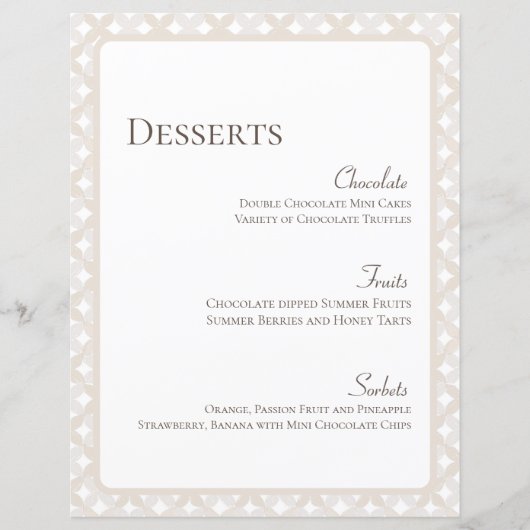 Boho Bruiloft 8.5x11  Dessert Menu (Voorkant)