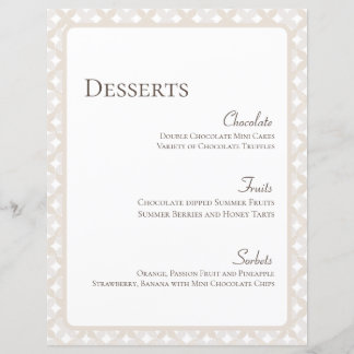 Boho Bruiloft 8.5x11 Dessert Menu