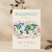Boho Bruiloft Bestemming Paspoort Kaart Kleurrijk