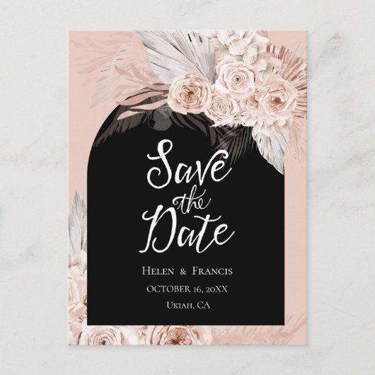 boho bruiloft bewaar de datum briefkaart (Voorkant)