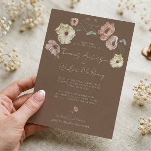 Boho Bruiloft Bloemen Waterverf IJslandse Papaver Kaart