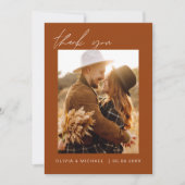 Boho bruiloft dank u foto minimalistisch kaart (Voorkant)