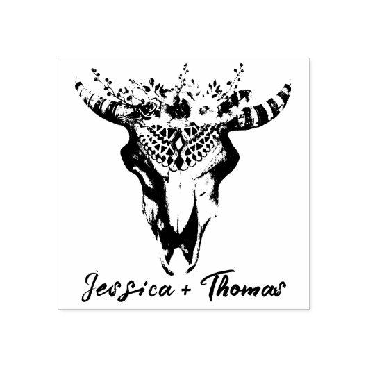 Boho bruiloft gepersonaliseerd 	rubberstempel (Afrduk)