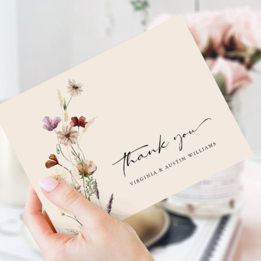 Boho Bruiloft met Bloemen Bedankkaart