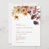 Boho-bruiloft met rustieke herfstbloemen kaart (Voorkant)