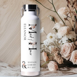 Boho Bruiloft Neutrale Bloem Letter Bruidsmeisje Waterfles