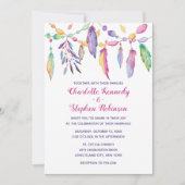 Boho bruiloft Paarse veren Indiaanse Indiaan Kaart (Voorkant)