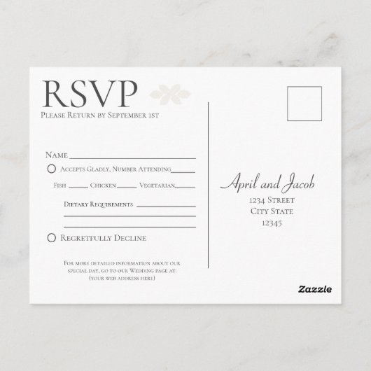Boho Bruiloft RSVP Briefkaart Invoegen (Achterkant)