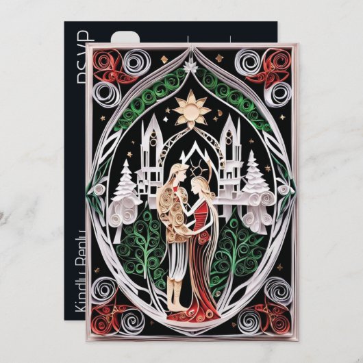 Boho bruiloft RSVP Kaart (Voorkant / Achterkant)