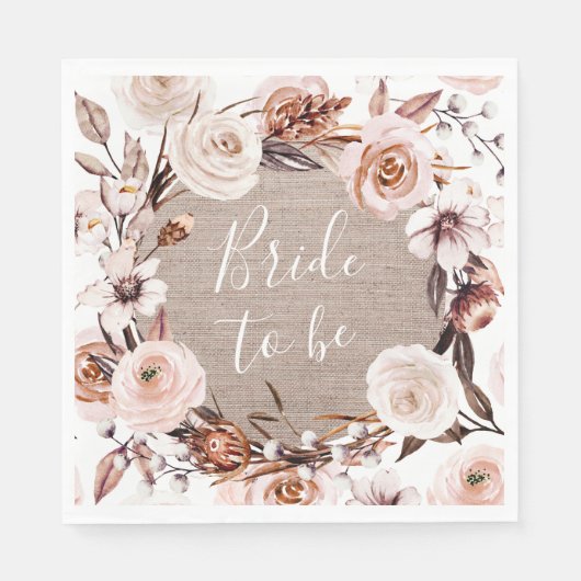 Boho Bruiloft servetten jute Bruid Wordt (Voorkant)