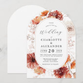 Boho bruiloft terracotta roest bloemen kaart (Voorkant / Achterkant)