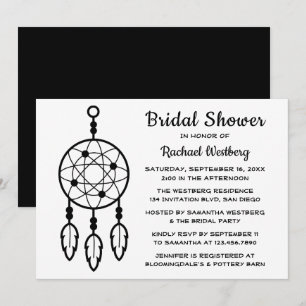 Boho Bruiloft Uitnodiging Dreamcatcher Zwart Wit T