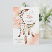 Boho bruiloft uitnodiging met dromenvanger (Staand voorkant)